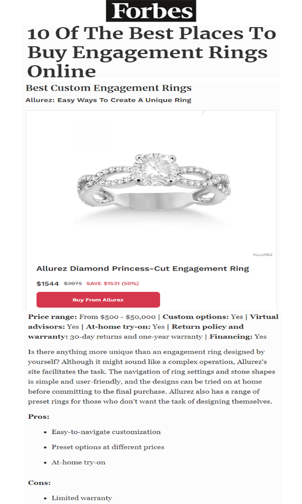 Allurez Diamond Princess-cut Engagement Ring