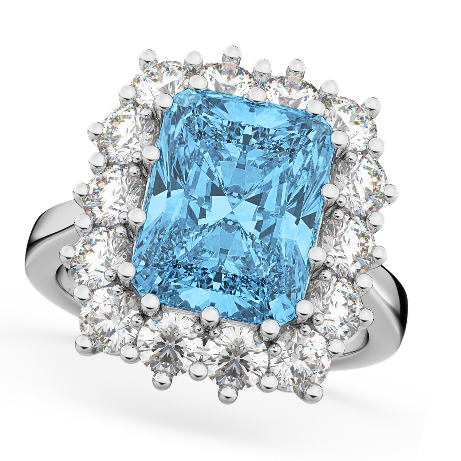 Emerald Cut Blue Topaz Diamond Lady Di Ring 18k White Gold 5 68ct Ad19 Emerald Cut Blue Topaz Diamond Lady Di Ring 18k White Gold 5 68ct Ad19
