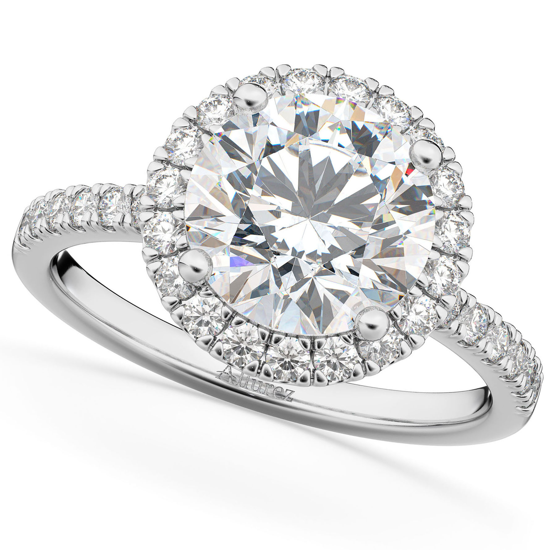 ☆nff☆ beaded halo ringwhite nff1 Lab-Grown Round Diamond Halo Ring with Accents in 14K White