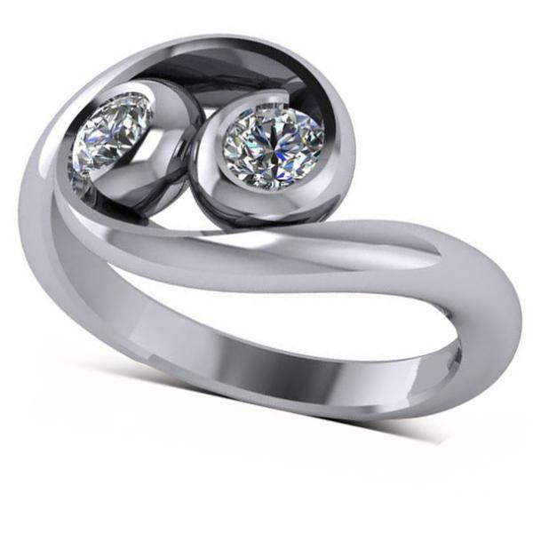 Scosha | Two Stone Engagement Ring with Round and Cushion Cut Diamonds