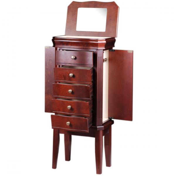 Women S Standing Jewelry Armoire W Mirror In Cherrywood