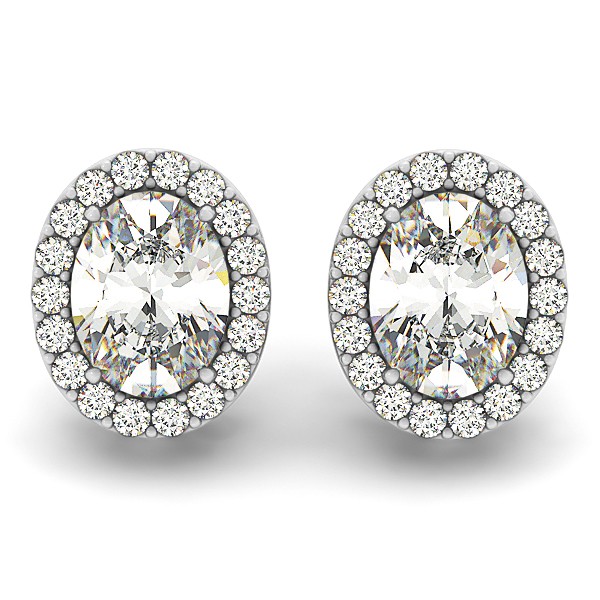 Oval Shape Diamond Halo Stud Earrings 18k White Gold 1 20ct Ng1545 Oval Shape Diamond Halo Stud Earrings 18k White Gold 1 20ct