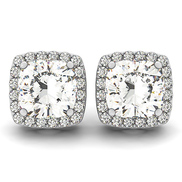 Cushion Cut Diamond Halo Stud Earrings 14k White Gold 1 00ct Ng1536 Cushion Cut Diamond Halo Stud Earrings 14k White Gold 1 00ct