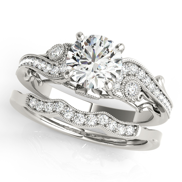 Vintage Swirl Diamond Engagement Ring Bridal Set Platinum 2.25ct