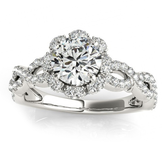 ange♡　Chacott　テーパードオールインワン　Ｍサイズ Twisted Halo Diamond Flower Engagement Ring Setting 14k W