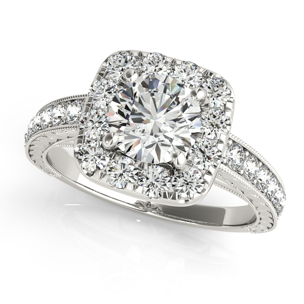 Square Halo Diamond Engagement Ring Vintage Style 14k W Gold 1ct Ng88 Square Halo Diamond Engagement Ring Vintage Style 14k W Gold 1 00ct