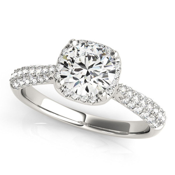 round cut diamond with square halo