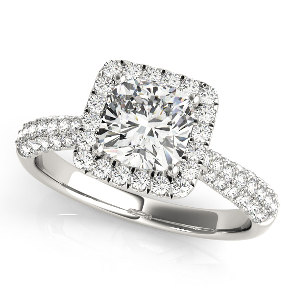 Cushion Cut Diamond Halo Engagement Ring 18k White Gold 2 33ct
