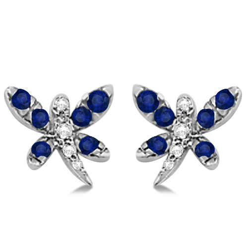 Blue Shire Diamond Dragonfly Earrings 14k White Gold 0 54ct Blue Shire Diamond Dragonfly Earrings 14k White Gold