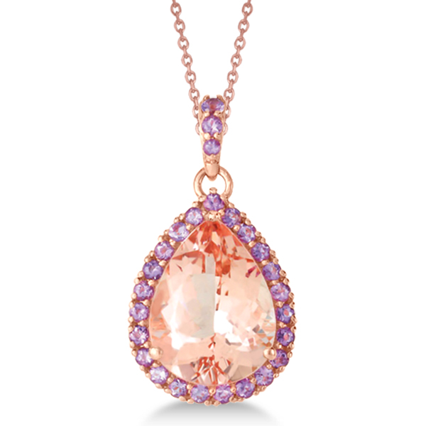 Amethyst And Morganite Pendant Necklace 14k Rose Gold 8 33ct Re25 Amethyst And Morganite Pendant Necklace 14k Rose Gold 8 33ct
