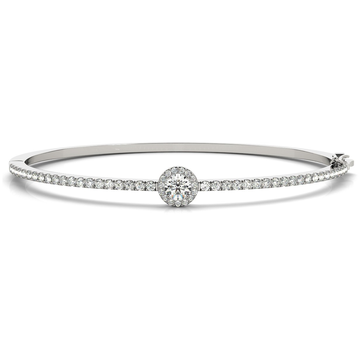 Diamond Halo Solitaire Bangle Pave Bracelet 18k White Gold 1 80ct Diamond Halo Solitaire Bangle Pave Bracelet 18k White Gold 1 80ct