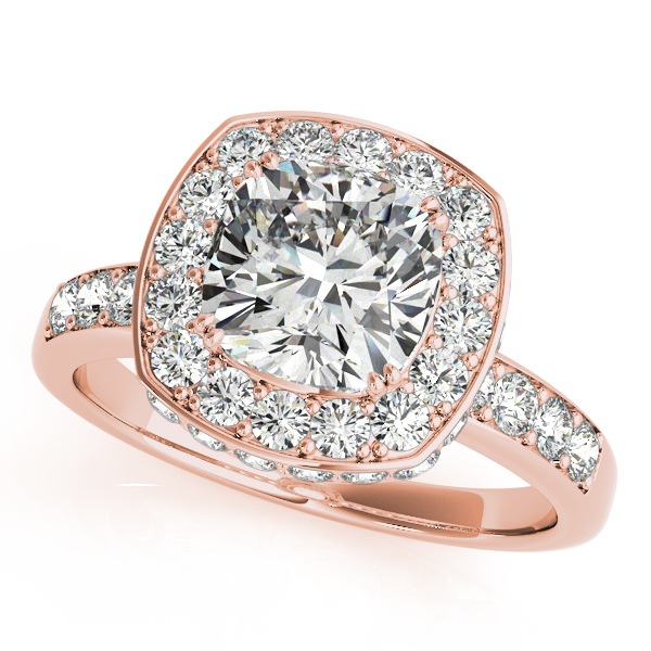 Cushion Cut Halo Diamond Engagement Ring 14k Rose Gold 1 34ct Ng1175