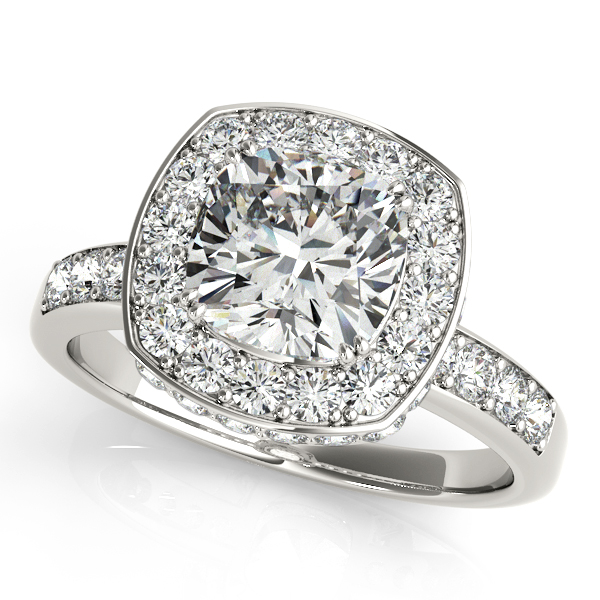 Cushion Cut Halo Diamond Engagement Ring 14k White Gold 1 34ct