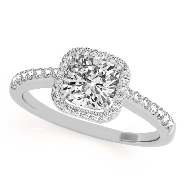 Cushion Cut Diamond Halo Engagement Ringaccents 14k W Gold 0 50ct