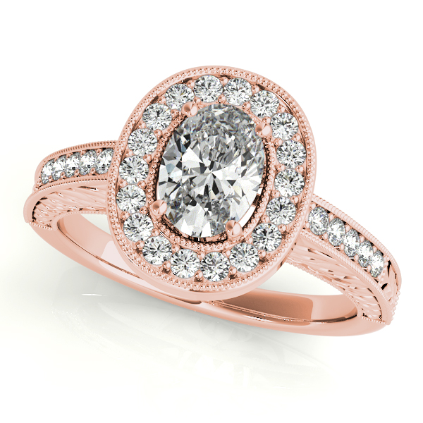 Antique Style Oval Diamond Halo Engagement Ring 14k Rose Gold 150ct Antique Style Oval Diamond Halo Engagement Ring 14k Rose Gold 150ct
