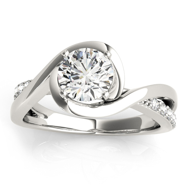 Solitaire Bypass Diamond Engagement Ring 14k White Gold 0.13ct