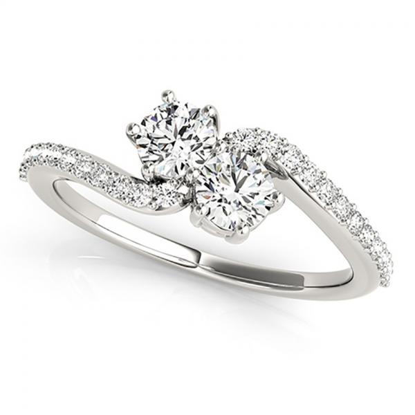 Diamond Accented Twisted Two Stone Ring 14k White Gold 1 25ct Diamond Accented Twisted Two Stone Ring 14k White Gold 1 25ct