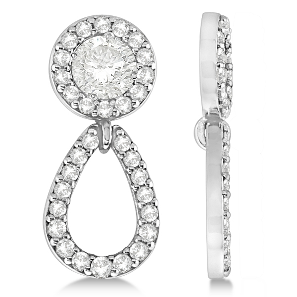 Las Teardrop Dangle Diamond Earring Jackets 14k White Gold 0 38ct Las Teardrop Dangle Diamond Earring Jackets 14k White Gold 0 38ct