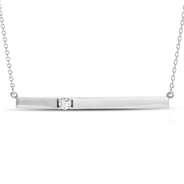 Horizontal Bar Necklace With Diamond Accent 14k White Gold 0 10ct Horizontal Bar Necklace With Diamond Accent 14k White Gold 0 10ct