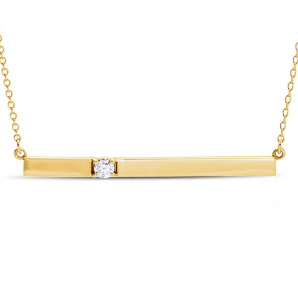 gold necklace with horizontal bar