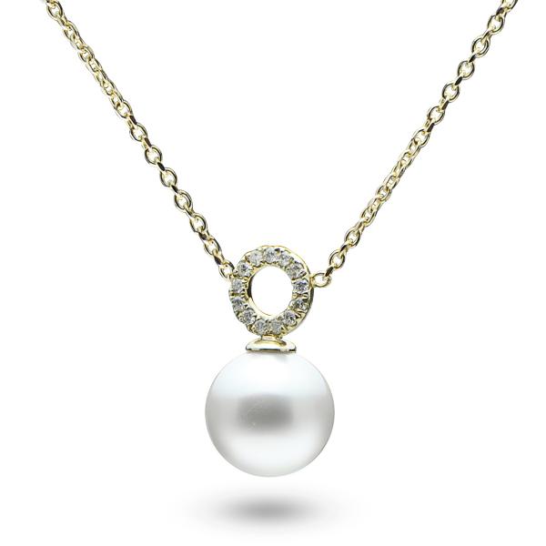Single Pearl Pendant Necklacediamonds 14k Yellow Gold 0 06ct Pi207 Single Pearl Pendant Necklace W Diamonds 14k Yellow Gold 0 06ct