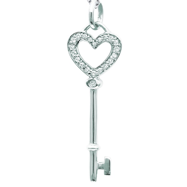 Diamond Heart Key Pendant Necklace In 14k White Gold 0 10ct Wkp1 Diamond Heart Key Pendant Necklace In 14k White Gold 0 10ct