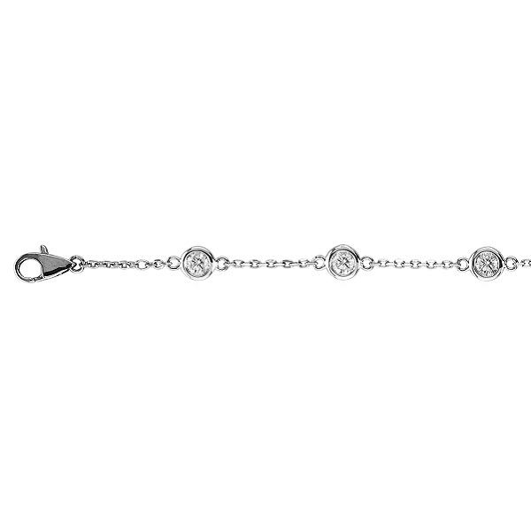 Diamond Anklet Bracelet Bezel Set 14k White Gold 1 00ct Ib141 Diamond Anklet Bracelet Bezel Set 14k White Gold 1 00ct