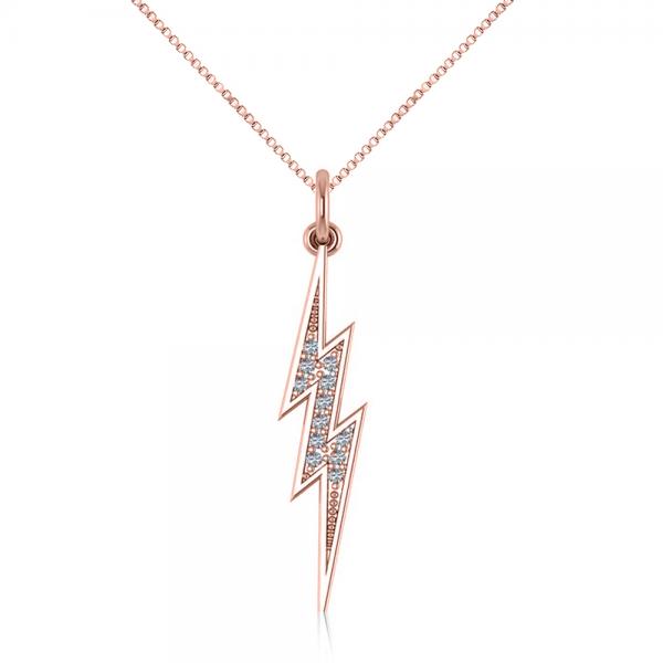 Diamond Accented Lightning Bolt Pendant Necklace 14k Rose Gold 0 06 Diamond Accented Lightning Bolt Pendant Necklace In 14k Rose Gold 0 06ct