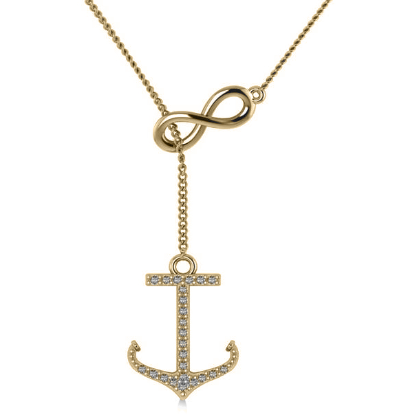 Infinity Diamond Anchor Lariat Y Necklace 14k Yellow Gold 0 24ct Infinity Diamond Anchor Lariat Y Necklace 14k Yellow Gold