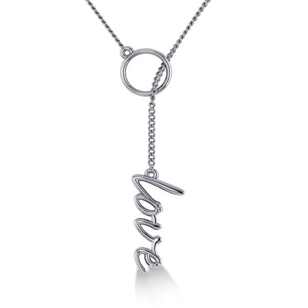 Circle Love Pendant Lariat Y Necklace In 14k White Gold Ad2043 Circle Love Pendant Lariat Y Necklace In 14k White Gold