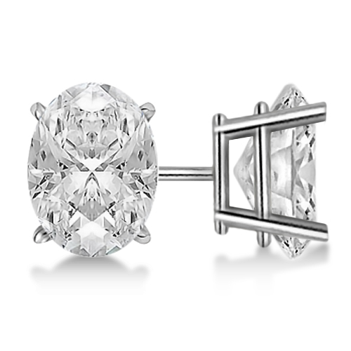 Oval Diamond Stud Earrings 4 G Basket Setting 14k White Gold Dy48 Oval Diamond Stud Earrings 4 G Basket Setting In 14k White Gold