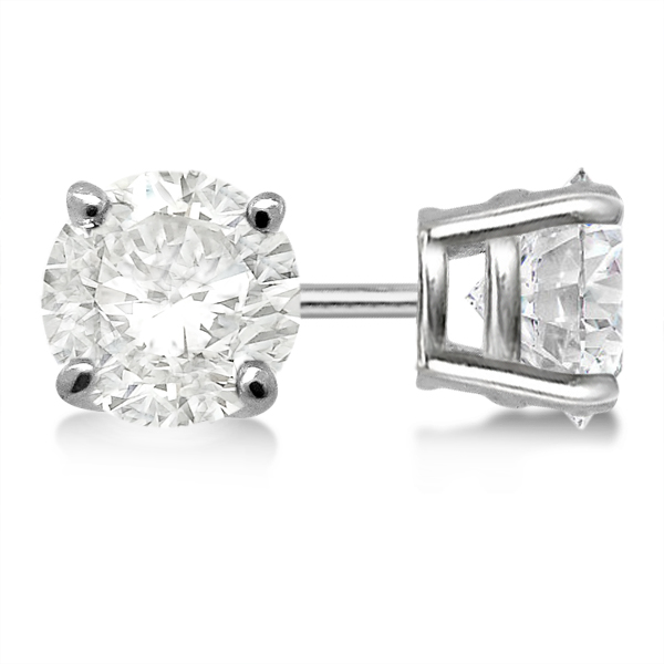Round Diamond Stud Earrings 4 G Basket Setting In 14k White Gold Round Diamond Stud Earrings 4 G Basket Setting In 14k White Gold