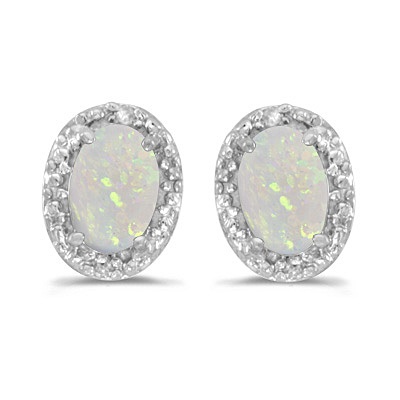 Diamond And Opal Earrings 14k White Gold 1 10ct Diamond And Opal Earrings 14k White Gold 1 10ct