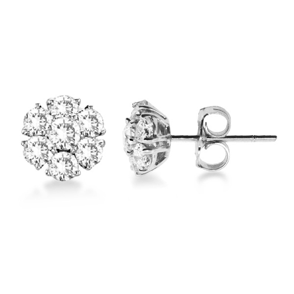 Diamond Flower Cer Earrings In 14k White Gold 1 20ctw Diamond Flower Cer Earrings In 14k White Gold 1 20ctw