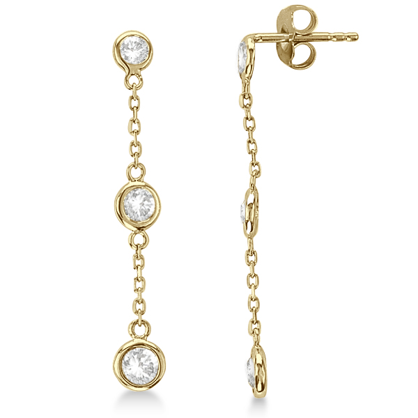 Diamond Drop Earrings Bezel Set Dangles 14k Yellow Gold 0 25ct Ie58 Diamond Drop Earrings Bezel Set Dangles 14k Yellow Gold 0 25ct