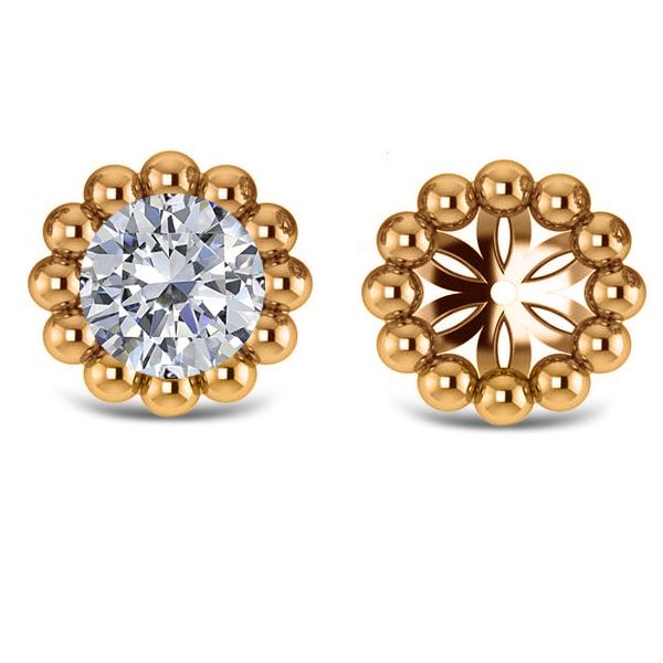 Beaded Round Earring Jackets Plain Metal 14k Yellow Gold Beaded Round Earring Jackets Plain Metal 14k Yellow Gold