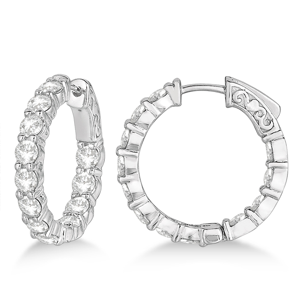 G Set Small Diamond Hoop Earrings 14k White Gold 3 70ct Ie314 G Set Small Diamond Hoop Earrings 14k White Gold 3 70ct
