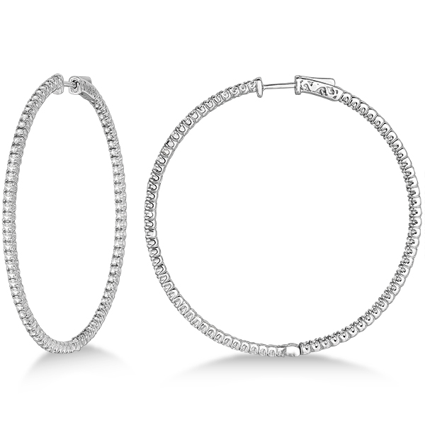 Unique X Large Diamond Hoop Earrings 14k White Gold 3 00ct Ie256 Unique X Large Diamond Hoop Earrings 14k White Gold 3 00ct