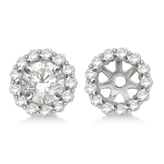 Round Diamond Earring Jackets For 7mm Studs 14k White Gold 0 58ct Round Diamond Earring Jackets For 7mm Studs 14k White Gold 0 58ct