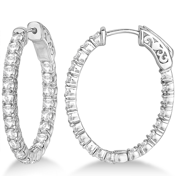 Small Oval Shaped Diamond Hoop Earrings 14k White Gold 2 94ct Ie334 Small Oval Shaped Diamond Hoop Earrings 14k White Gold 2 94ct