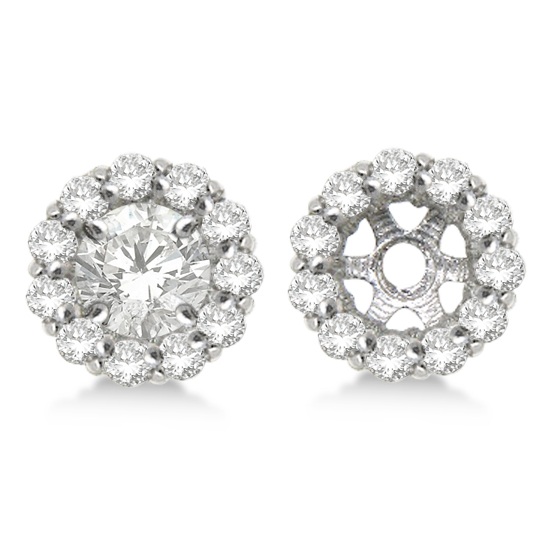 Round Diamond Earring Jackets For 8mm Studs 14k White Gold 1ct Ie496 Round Diamond Earring Jackets For 8mm Studs 14k White Gold 1 00ct