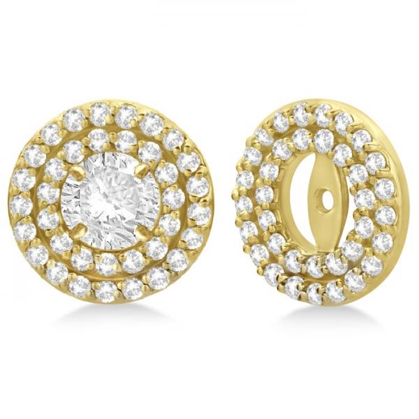 Double Halo Diamond Earring Jackets For 4mm Studs 14k Yellow Gold 0 52ct Double Halo Diamond Earring Jackets For 4mm Studs 14k Yellow Gold 0 52ct