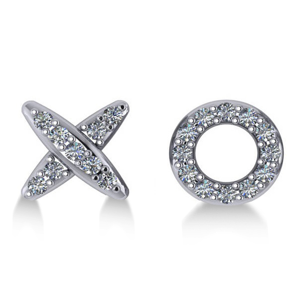 Diamond Mismatched Xo Stud Earrings 14k White Gold 0 21ct