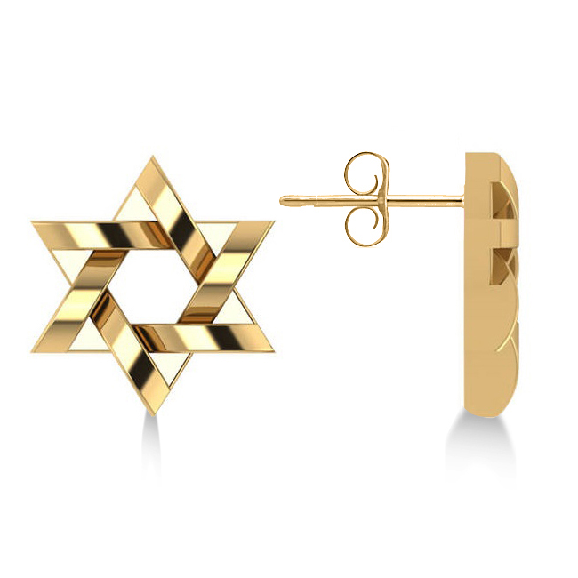 Contemporary Jewish Star Of David Earrings In 14k Yellow Gold Contemporary Jewish Star Of David Earrings In 14k Yellow Gold