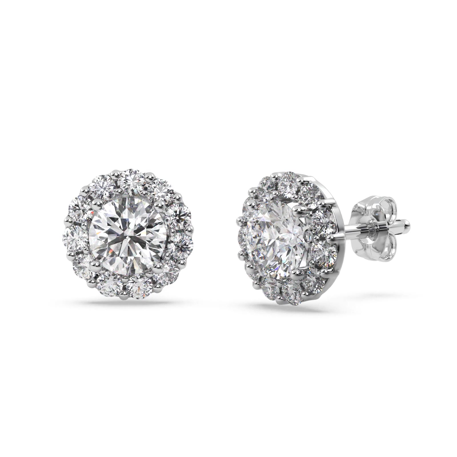 2 00ct Halo Diamond Stud Earrings 14kt White Gold H Si1 Si2 St702 Halo Diamond Stud Earrings 14kt White Gold H Si1 Si2