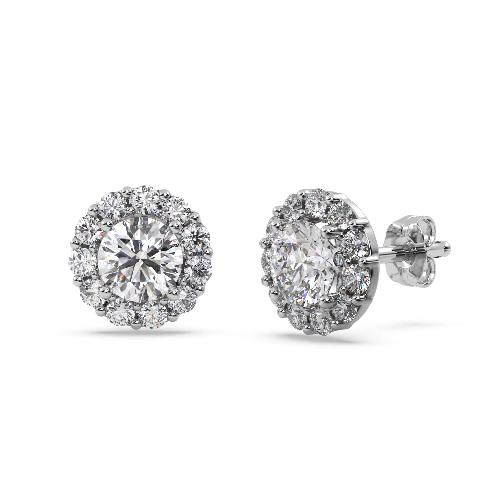 0 75ct Halo Diamond Stud Earrings 18kt White Gold G H Vs2 Si1 St633 Halo Diamond Stud Earrings 18kt White Gold G H Vs2 Si1
