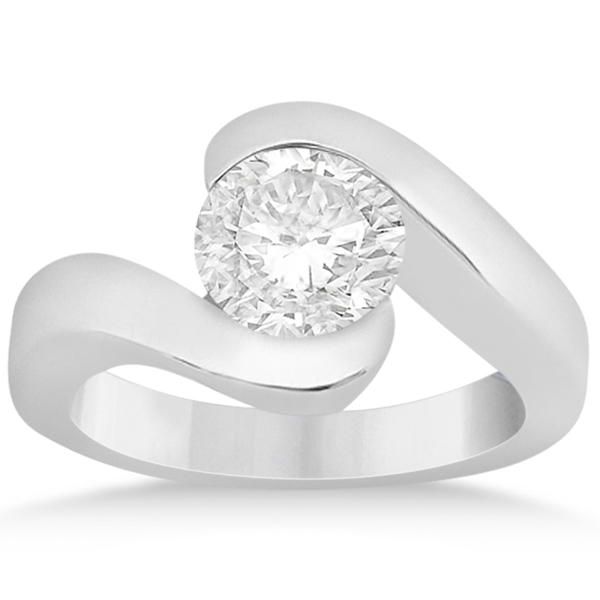Twisted Byp Solitaire Tension Set Engagement Ring 14k White Gold Twisted Byp Solitaire Tension Set Engagement Ring 14k White Gold