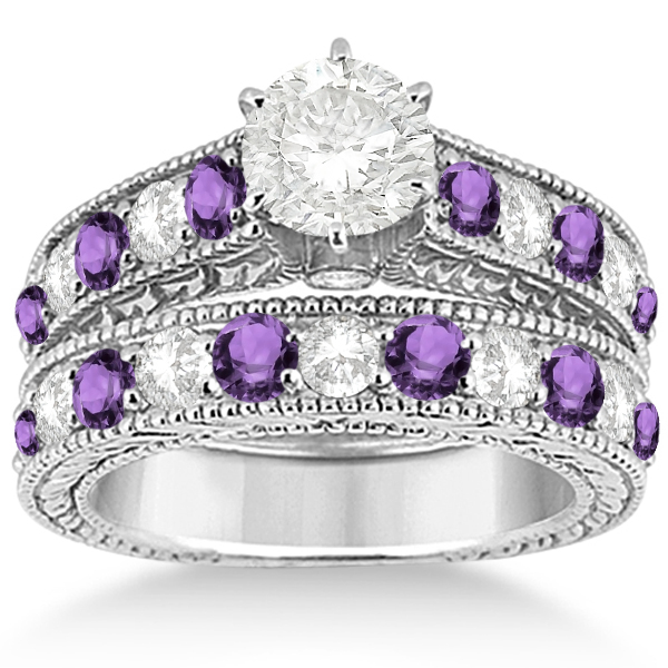 Amethyst Wedding Ring Set