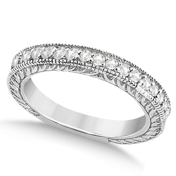 Vintage Style Filigree Diamond Wedding Band Platinum 0 19ct U1490 Vintage Style Filigree Diamond Wedding Band Platinum 0 19ct