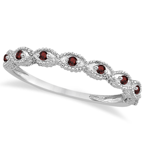 Antique Marquise Shape Garnet Wedding Ring 14k White Gold 0 18ct Antique Marquise Shape Garnet Wedding Ring 14k White Gold 0 18ct